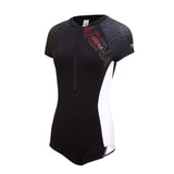 Arena Ladies Swimwear Arena Diamonds Short Sleeve Double Layer Half Zip Bodysuit