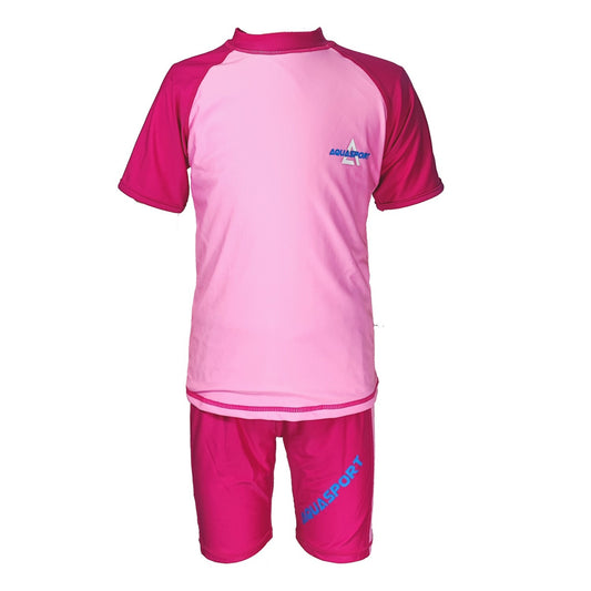 Aquasport 兒童游泳防曬短袖 2 件套