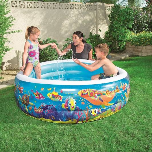 Bestway 48" Colorful Fish-Printed Inflatable 3 Rings Kiddie Pool